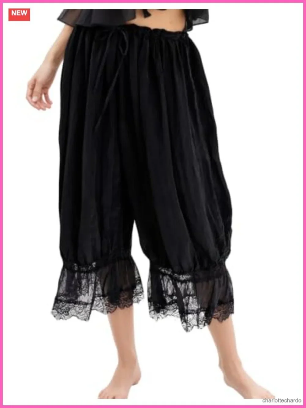Y2K Lace Trim Elastic Waist Bloomers - Retro Pantaloons